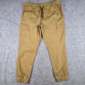 Tony Hawk Cargo Jogger Pants Mens XL Tan Cotton Stretch Elastic Waist Skate